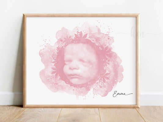 Floral Watercolor Ultrasound Art