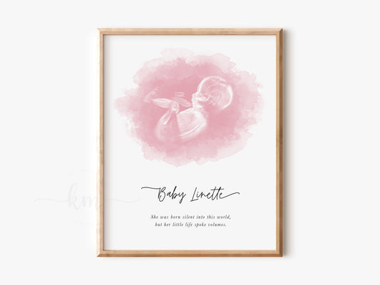 Oval Watercolor Ultrasound Art (Vertical)