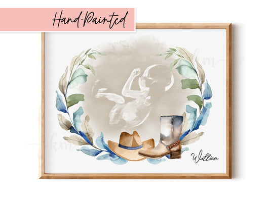 Hand-Painted Western Watercolor Ultrasound Art