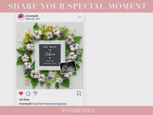 Load and play video in Gallery viewer, Cotton Wreath with Flowers Digital Pregnancy Announcement

