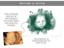 Load image into Gallery viewer, Cloud and Hearts Watercolor 3D Ultrasound Art
