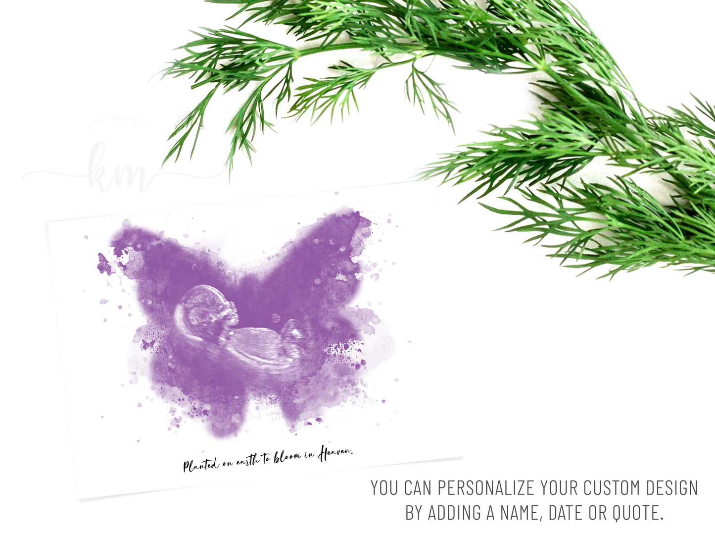 Infant Loss Butterfly Watercolor Ultrasound Art