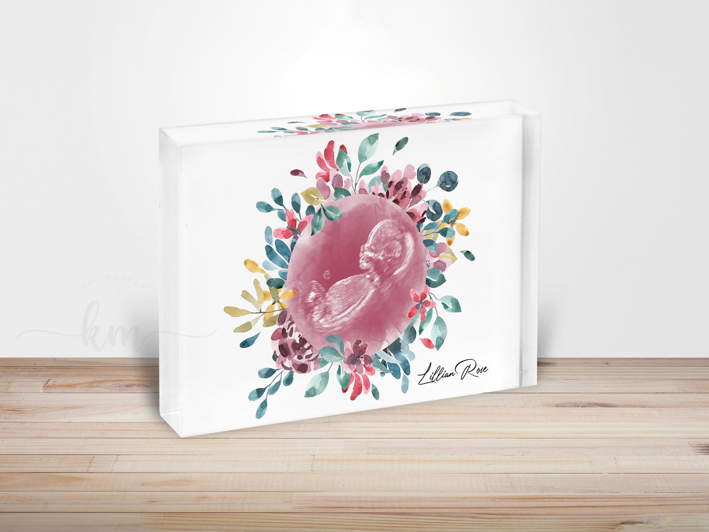 Flower Wreath Watercolor Ultrasound Art