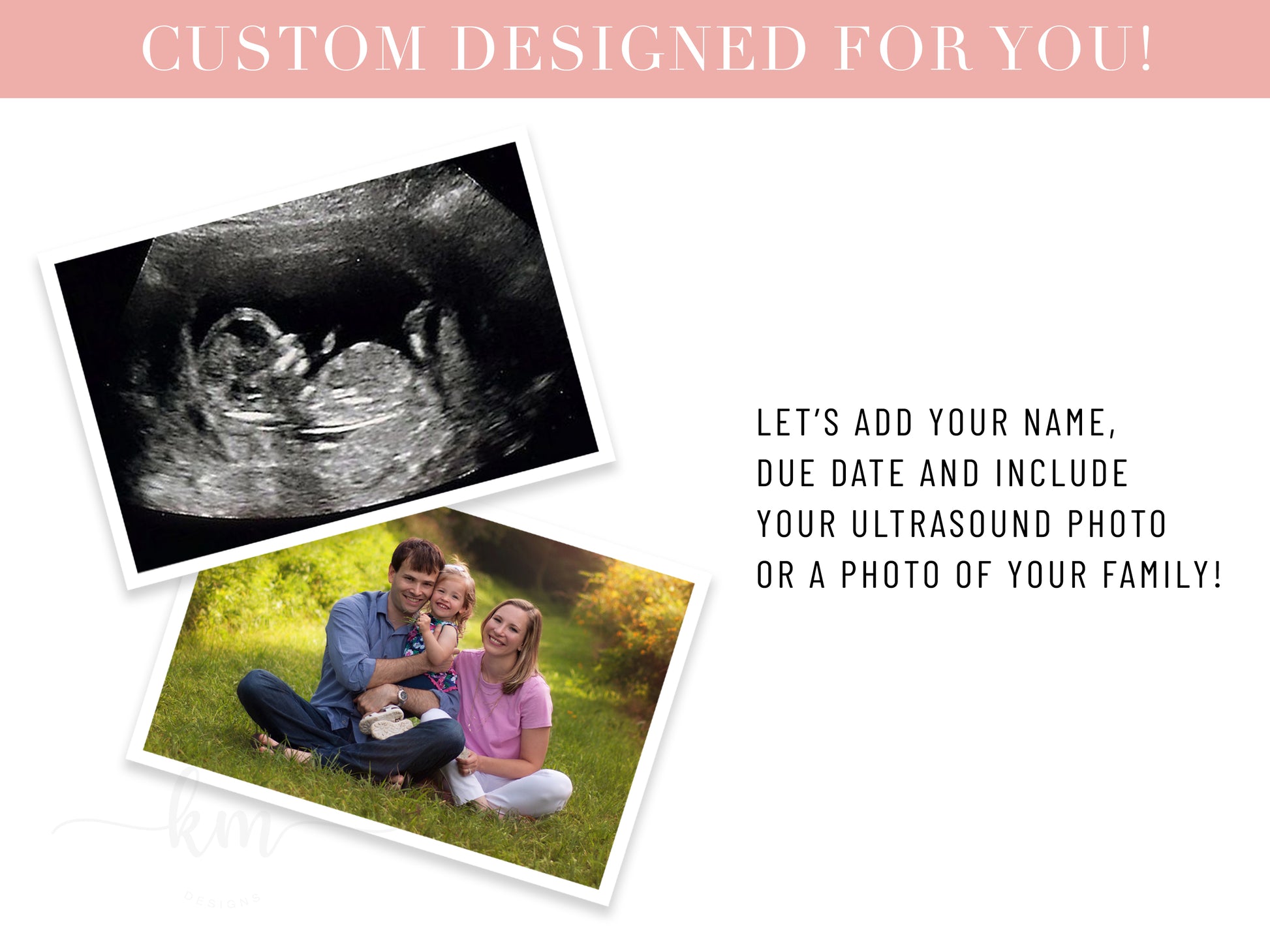 Custom Digital Pregnancy Announcement Social Media Idea Custom Designed for you Use your sonogram or ultrasound image