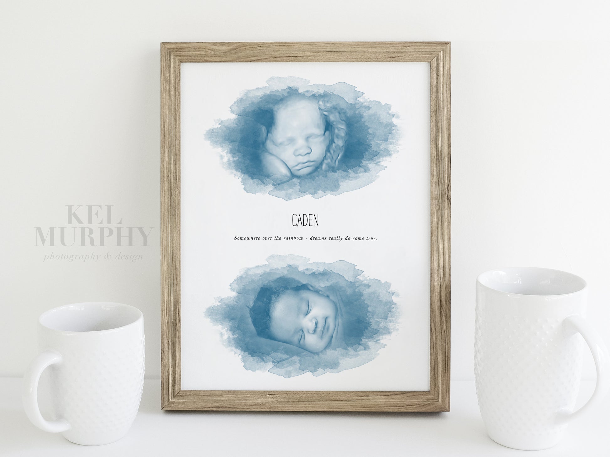 Custom watercolor ultrasound art print newborn photo framed nursery decor