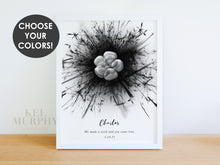 Load image into Gallery viewer, Dandelion watercolor IVF embryo custom art print pen and ink framed
