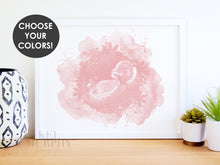 Load image into Gallery viewer, Floral ultrasound watercolor art print framed new mom gift surrogate
