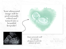 Load image into Gallery viewer, Heart ultrasound watercolor gift for new mom miscarriage flatlay before and after
