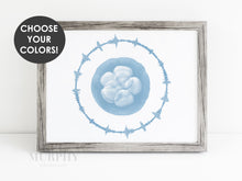 Load image into Gallery viewer, IVF Embryo embaby watercolor art print and baby heartbeat sound wave
