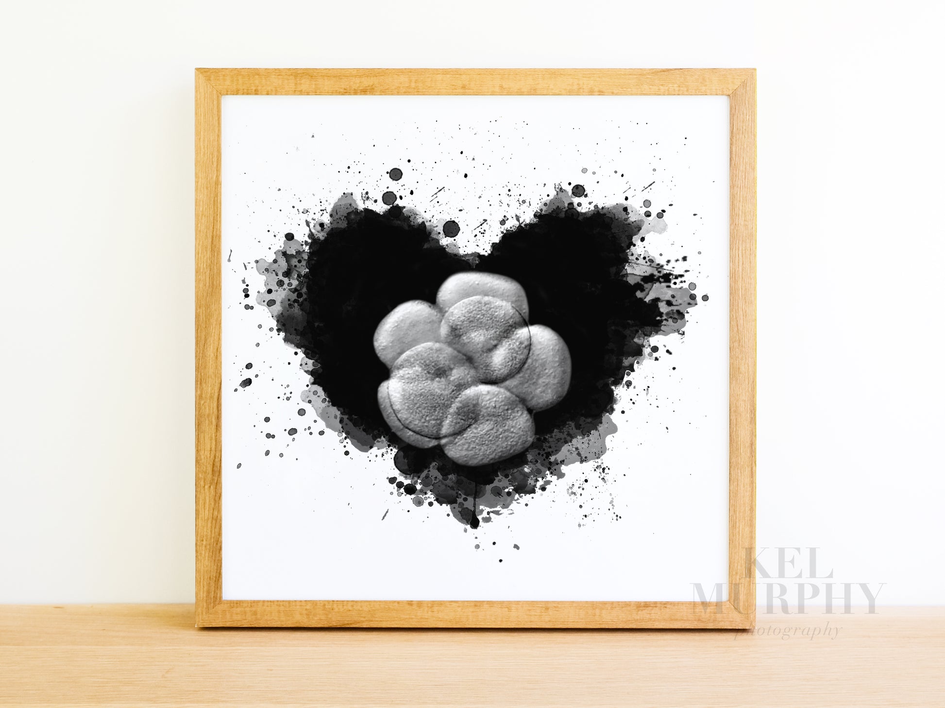 IVF Embryo embaby watercolor heart art print pen and ink framed fertility gift