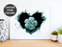 Load image into Gallery viewer, IVF Embryo embaby watercolor heart art print pen and ink framed
