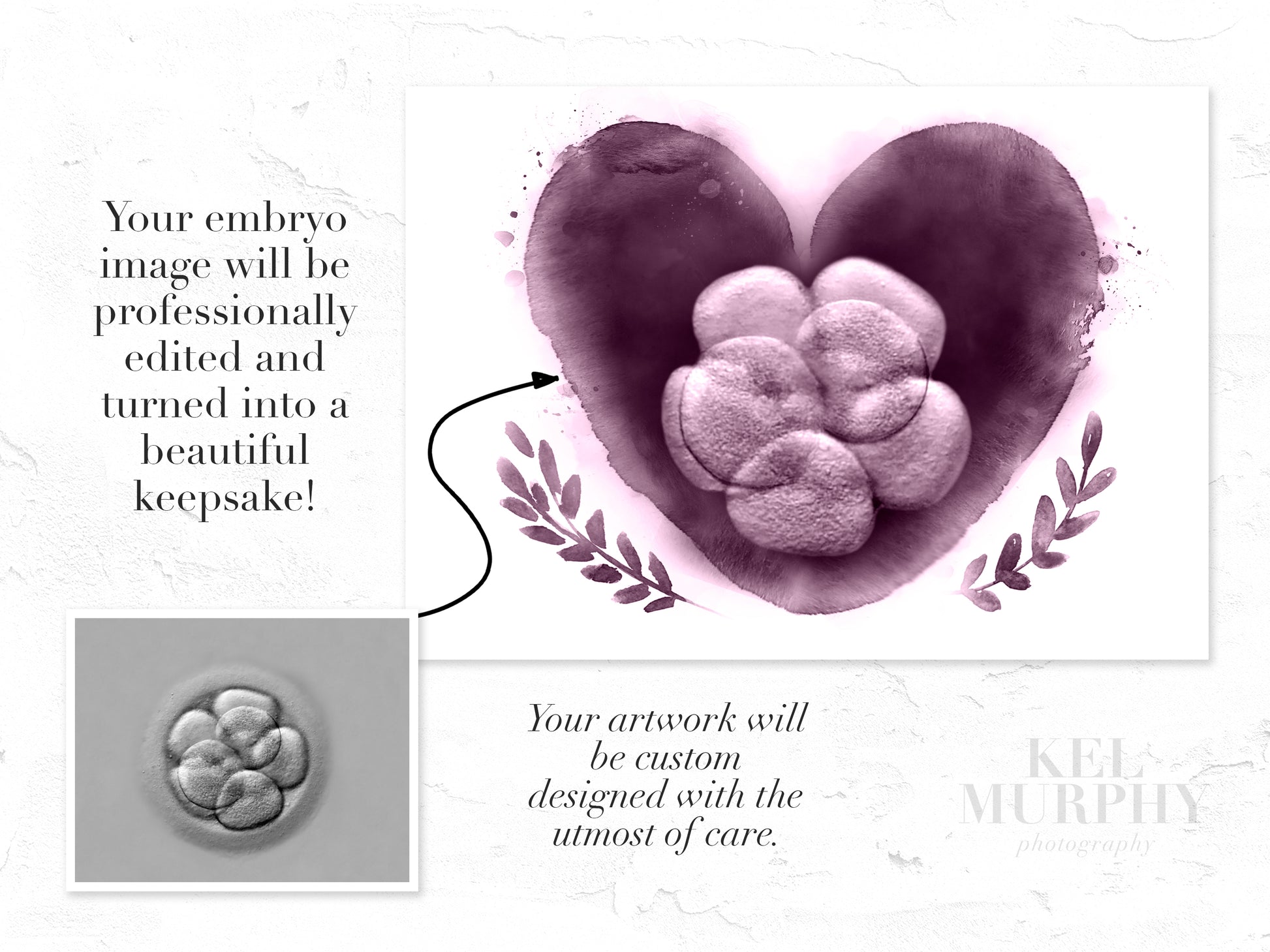 IVF Embryo embaby watercolor heart fertility gift personalized before and after
