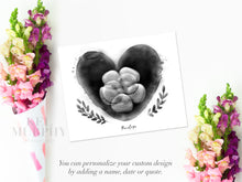 Load image into Gallery viewer, Watercolored IVF Embryo embaby heart fertility gift personalized flatlay
