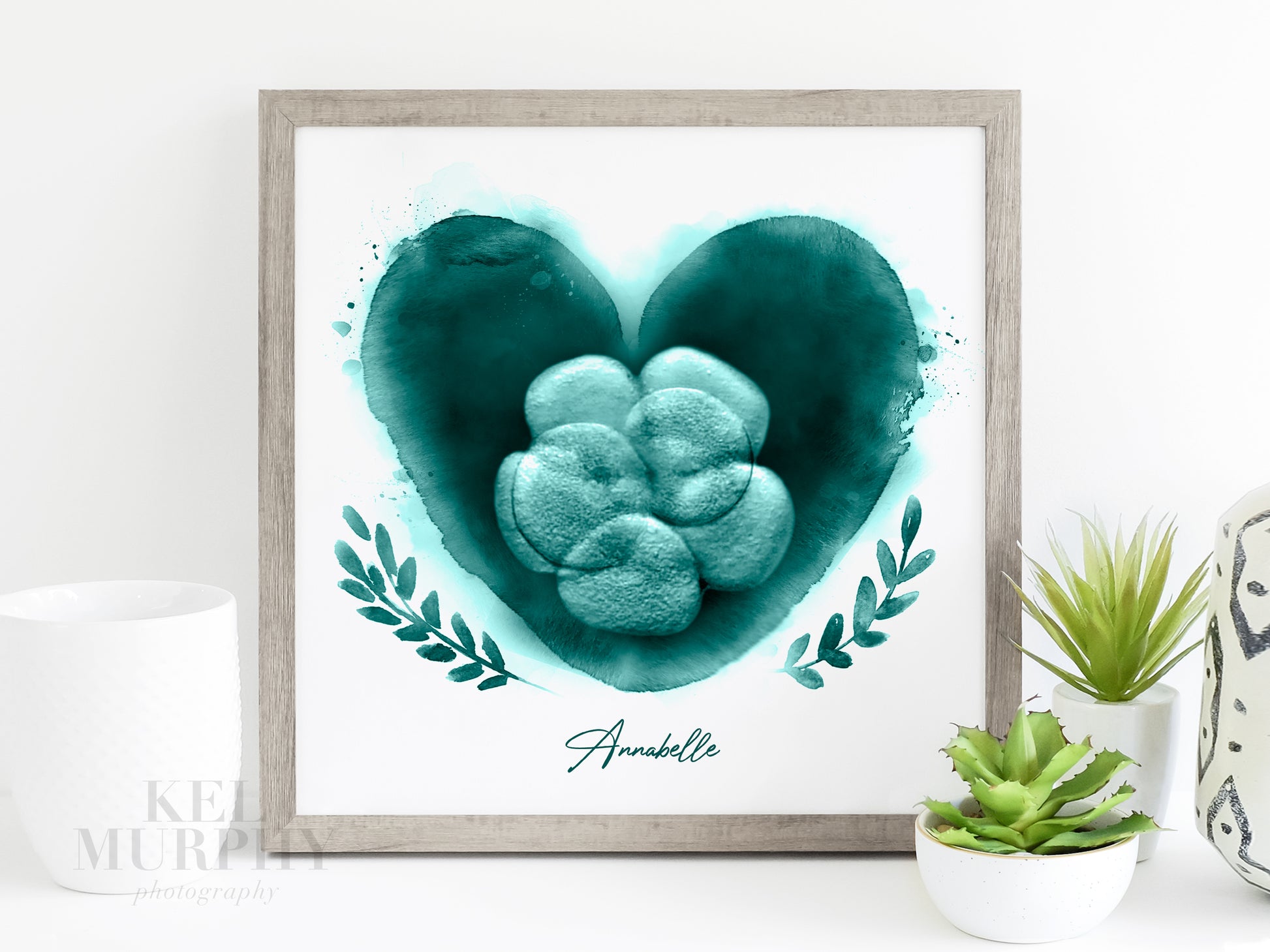 IVF Embryo embaby watercolor heart fertility gift personalized name