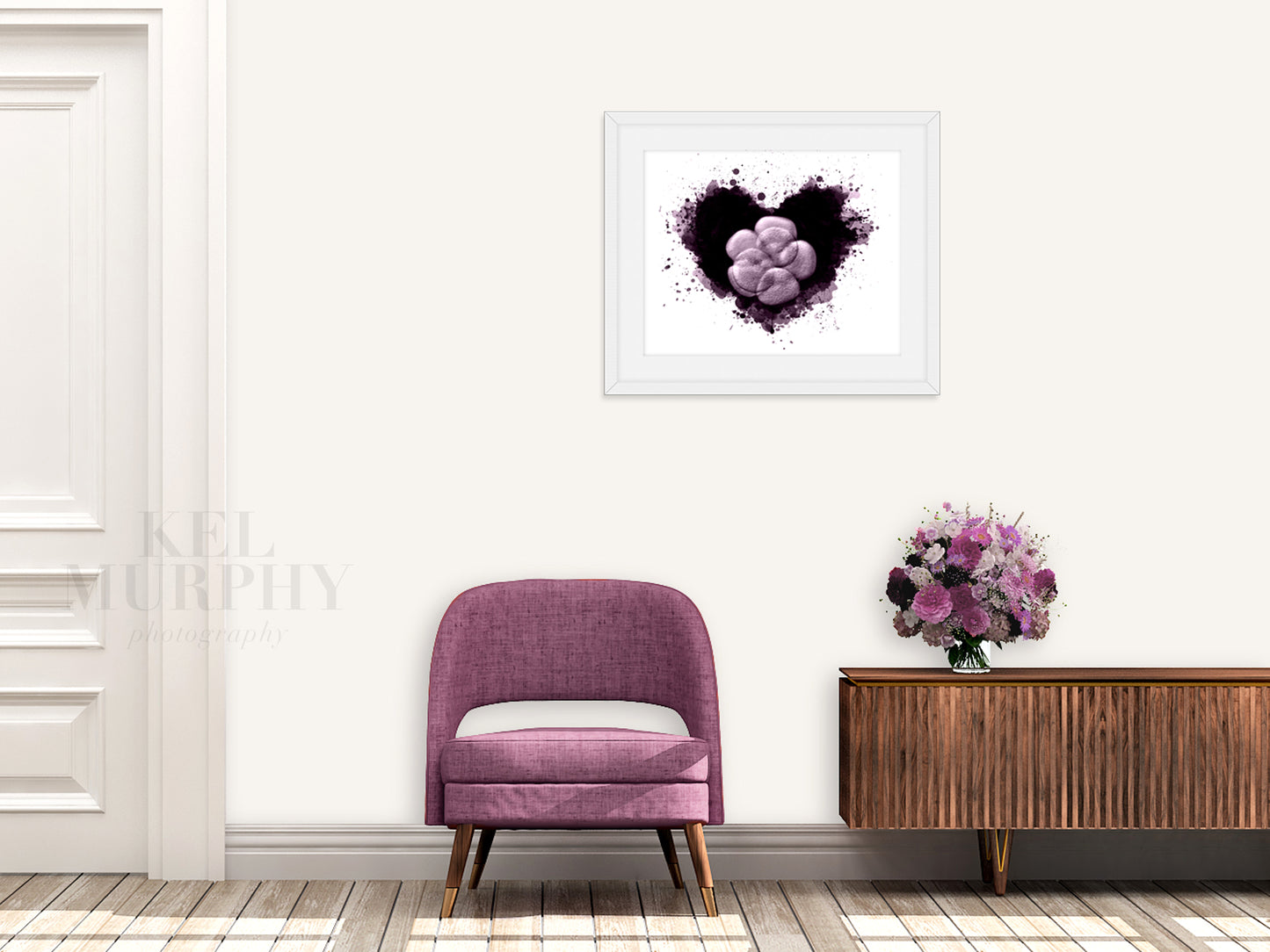IVF embryo art print watercolor heart pen and ink framed living room