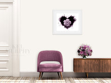 Load image into Gallery viewer, IVF embryo art print watercolor heart pen and ink framed living room
