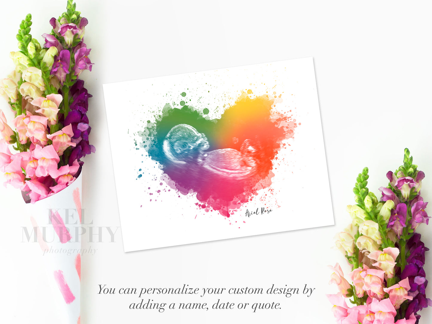 Miscarriage ultrasound print watercolored rainbow baby