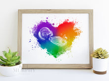 Load image into Gallery viewer, Rainbow baby ultrasound watercolor heart miscarriage awareness
