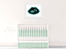 Load image into Gallery viewer, Sonogram ultrasound watercolor art print framed in nursery
