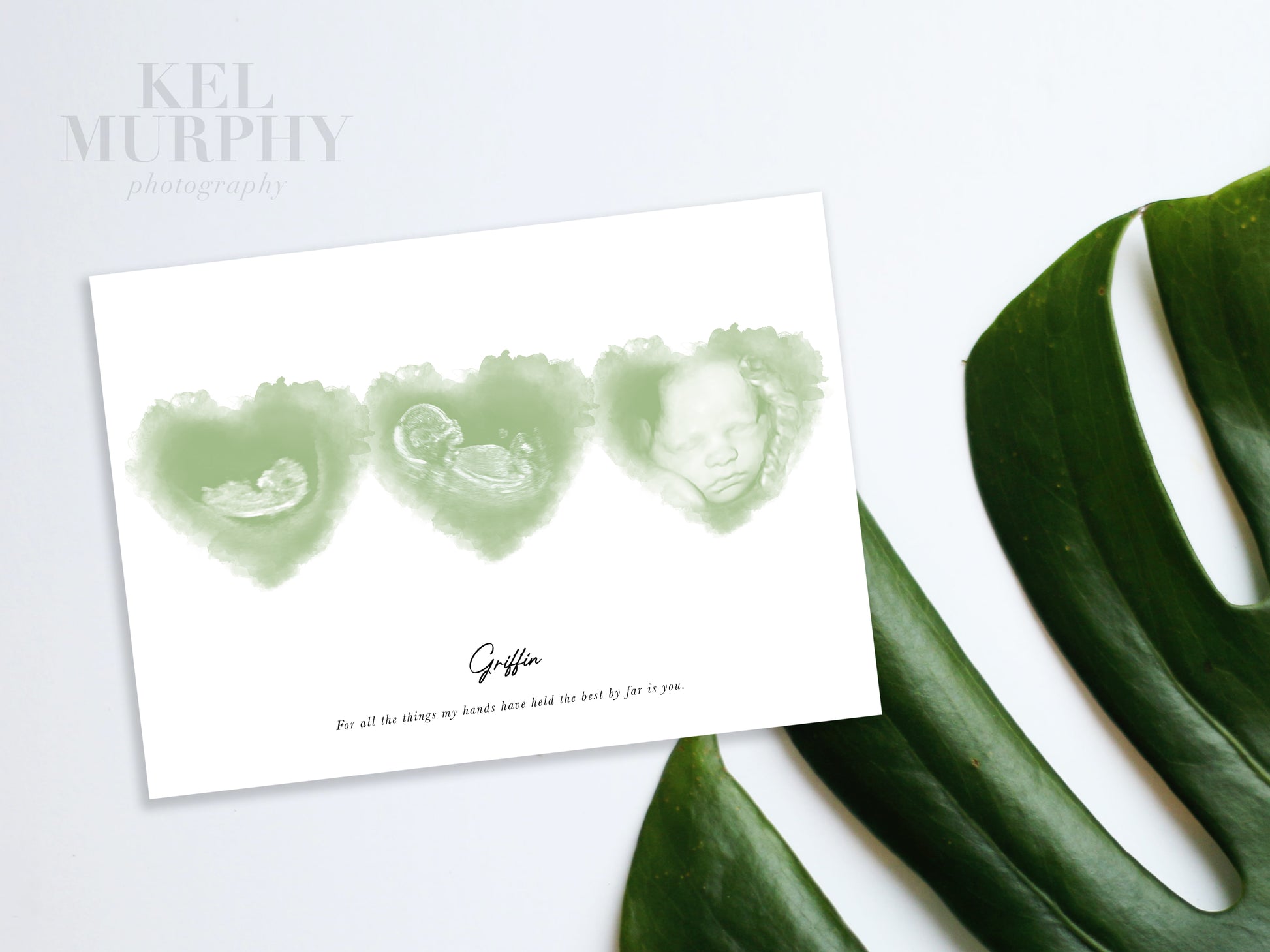 Three sonograms triplets 2d 3d watercolor art print custom gift