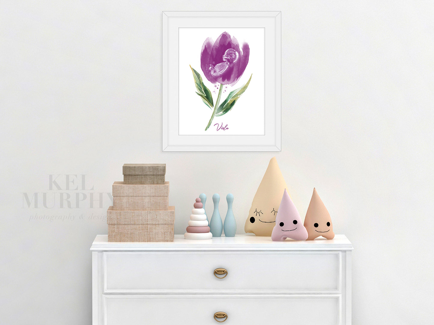 Tulip watercolor ultrasound art print baby keepsake new mom gift baby shower gift framed in nursery