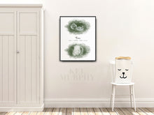 Load image into Gallery viewer, Two ultrasounds sonograms personalized watercolor art prints framed living room

