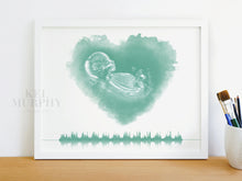 Load image into Gallery viewer, Ultrasound art heart with baby&#39;s heartbeat wav personalized name framed
