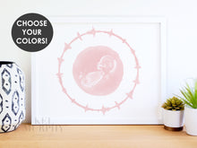 Load image into Gallery viewer, Ultrasound heartbeat wave watercolor art print new mom gift
