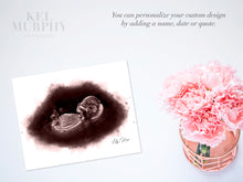 Load image into Gallery viewer, Ultrasound sonogram watercolor art print new mom gift surrogate flatlay
