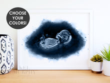 Load image into Gallery viewer, Ultrasound sonogram watercolor art print new mom gift surrogate framed
