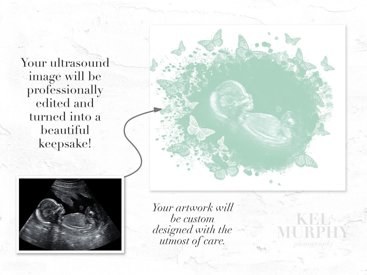 Butterflies watercolor ultrasound art print baby keepsake baby shower gift infant loss framed before after