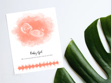 Load image into Gallery viewer, Oval Watercolor Ultrasound Art with Baby Heartbeat
