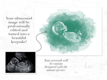 Load image into Gallery viewer, Oval Watercolor Ultrasound Art with Baby Heartbeat
