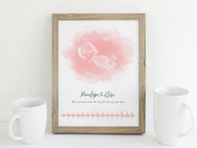 Load image into Gallery viewer, Oval Watercolor Ultrasound Art with Baby Heartbeat
